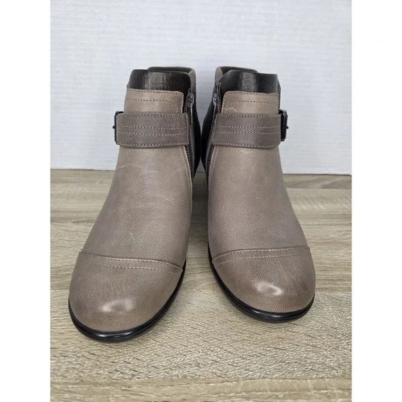 Orthofeet Bioheel Emma Ankle Boots Brown Taupe Leather Buckle Heel Size 9 X-wide - Picture 5 of 16